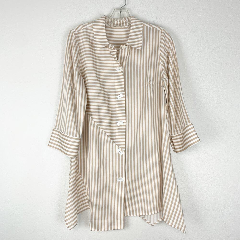 Soft Surroundings Shirt Womens XS On Pointe Asymmetrical‎ Hem Beachy Coastal